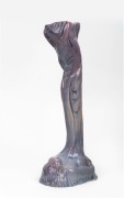 ARTIST UNKNOWN&nbsp;mauve glazed pottery candlestick with figural decoration, in the manner of Christian Waller and Klytie Pate, circa 1930s, 29cm high