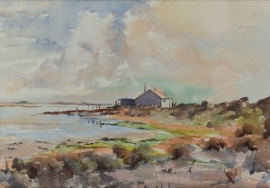 R.J. THOMPSON, The Coorong, watercolour, signed lower left, ​​​​​​​26 x 37cm, 50 x 58cm overall,