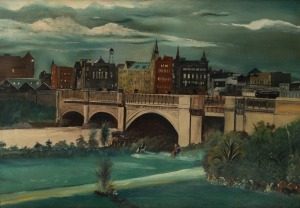 G.P. DAVIS (?), A View of Princes Bridge and the Melbourne skyline,. oil on canvas, signed (indistinctly) lower right, 50 x 69cm; framed 63 x 83.5cm.