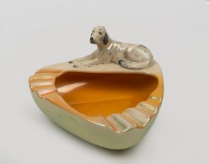 WEMBLEY WARE ceramic dog ashtray, impressed factory mark to base, 8cm high, 17cm wide