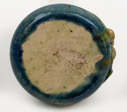 CASTLE HARRIS rare pottery bowl with applied gumnuts and leaves, glazed in blue, green and yellow, incised "Castle Harris", 6cm high, 18cm wide - 2