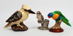Three assorted ceramic bird statues, 20th century, the largest 19cm high