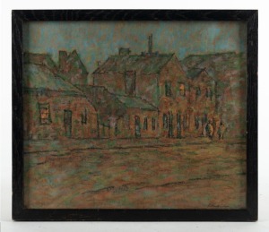 ROBERT RICHMOND CAMPBELL (1902-1972), (untitled street scene), pastel on paper, signed lower right "Robert Campbell", housed in original timber frame by WHITELAW'S of Melbourne, 21 x 25cm, 24 x 27cm overall.
