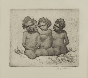 BENJAMIN EDWIN MINNS&nbsp;(1864-1937), Aboriginal Children, etching, signed lower right in pencil "B.E. Minns", 17 x 20cm, 42 x 42cm overall.