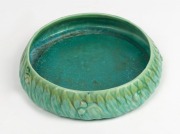 MELROSE WARE green glazed pottery fruit bowl with gum leaf and gumnut decoration, stamped "Melrose Ware, Australian", 23cm diameter.