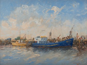 L. L. CROSS, (boats on the Maribyrnong), oil on board, signed lower right "L. L. Cross", 22 x 29cm, 32 x 39cm overall