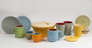 337 · Australian pottery mugs, tea ware, candle holder and pudding bowl, including GUY BOYD, and DIANA POTTERY, (16 items), the pudding bowl 20cm diameter.