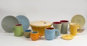 Australian pottery mugs, tea ware, candle holder and pudding bowl, including GUY BOYD, and DIANA POTTERY, (16 items), the pudding bowl 20cm diameter.