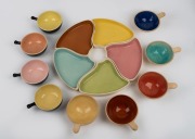 PEG LOWE group of five pottery ramekins, ELISCHER set of five pottery savoury dishes, and a set of four ramekins by HOFFMANN POTTERY, (14 items), the savory dishes 20cm wide