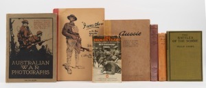 WORLD WAR ONE: Various books comprising "The Battles of the Somme" by Gibbs [1917],&nbsp; "Australian War Photographs" by Wilkins [1919], "I was there with the Yanks in France" by Baldridge&nbsp;[1919], "Aussie" - A Reprint of all the numbers of the Diggers' own pa
