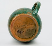 JOHN CAMPBELL green glazed pottery jug, incised "John Campbell, Tasmania", ​​​​​​​12.5cm high - 2
