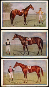 c1906-27 cigarette & trade cards, noted 1911 Sniders & Abrahams "Australian Racing Scenes" [23/40]; 1906 Sniders & Abrahams "Australian Racehorses (Melbourne & Sydney Cup Winners)" (26); 1907 Sniders & Abrahams "Australian Racehorses" (23); c1927 Griffith