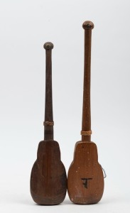 Two sets of antique Chinese banjo gold scales, 19th century, ​​​​​​​31cm and 34cm long.