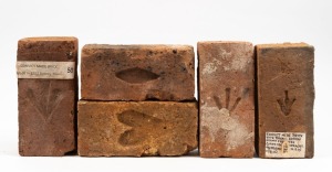 159 · CONVICT BRICKS, group of five assorted examples including broad arrow marks from Sydney and the Parramatta Garrison Barracks, circa 1810.
