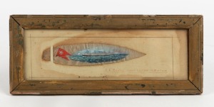 173 · WHITE STAR LINE "S.S. RUNIC TWIN SCREW 12,500 TONS" antique hand-painted leaf, circa 1900, ​​​​​​​11 x 26cm overall.