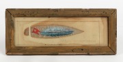 WHITE STAR LINE "S.S. RUNIC TWIN SCREW 12,500 TONS" antique hand-painted leaf, circa 1900, ​​​​​​​11 x 26cm overall.