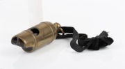 WARDER'S WHISTLE with black velvet lanyard, 19th century, the whistle.