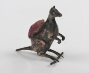 Antique sterling silver kangaroo pin cushion, made in Birmingham, circa 1907, ​​​​​​​5cm high