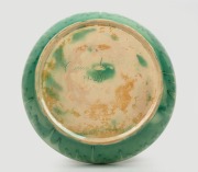 REMUED green glazed pottery bowl with branch handle, incised "Remued, 91-LH", 27cm diameter - 2