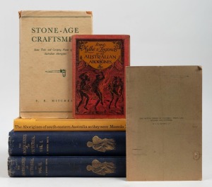 ABORIGINAL INTEREST: A group of books comprising of "The Aborigines of Victoria" in 2 volumes by Brough Smyth (1876), "Some Myths & Legends of the Australian Aborigines" by Thomas (1923), "Stone Age Craftsmen" by Mitchell (1949); "The Aborigines of south-