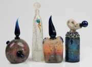 RICHARD CLEMENTS group of four Australian art glass perfume bottles, all either signed "Clements" or with monogram seal mark, the largest 23cm high
