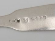 RICHARD LAMB rare pair of Colonial Australian silver fiddle pattern tablespoons with engraved crest (possibly SAMUEL CLAYTON the engraver and silversmith), Sydney origin, circa 1840, stamped "R.L." crowned leopard, over stamped "G", lion passant, date let - 5