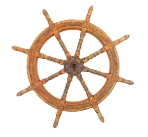 216 · SHIPS WHEEL, timber and iron, 20th century, ​​​​​​​101cm wide.