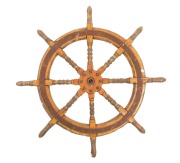 SHIPS WHEEL, timber and iron, 20th century, ​​​​​​​101cm wide. - 4