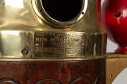THE KELVITE STANDARD COMPASS: Antique ships binnacle on cylindrical oak stand with rope twist moulded base, cast iron anti-magnetic ball fittings to the side and with fitted brass maker's plate "Lord Kelvin's Patent&nbsp;Dry Compass, Made in England", (lacking - 2