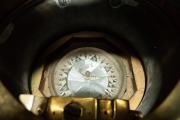 THE KELVITE STANDARD COMPASS: Antique ships binnacle on cylindrical oak stand with rope twist moulded base, cast iron anti-magnetic ball fittings to the side and with fitted brass maker's plate "Lord Kelvin's Patent&nbsp;Dry Compass, Made in England", (lacking - 3