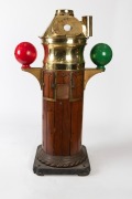 THE KELVITE STANDARD COMPASS: Antique ships binnacle on cylindrical oak stand with rope twist moulded base, cast iron anti-magnetic ball fittings to the side and with fitted brass maker's plate "Lord Kelvin's Patent&nbsp;Dry Compass, Made in England", (lacking - 5