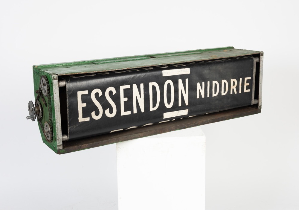 MELBOURNE TRAM DESTINATION BOX with Essendon Depot roll, 110cm wide