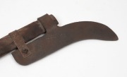 An iron flensing blade with later wooden haft, 19th century, 109cm high overall - 2