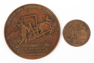 INTERNATIONAL HARVESTER COMPANY, CENTENNIAL OF THE REAPER, 1831-1931: Bronze medallions in two sizes, 70mm and 35mm