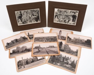 OLD CURIOSITY SHOP, BALLARAT: Two albumen photographs laid down on brown card; together with a set of ten albumen black and white photograph views of South Australia, mounted on original card with red captions, (12 items), the largest sheet size 10.5 x 16