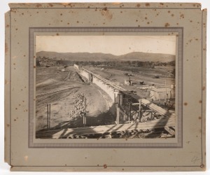 HUME WEIR, MURRAY RIVER AND GUNDAGAI: Group of fourteen albumen photographic prints laid down on card, 19th/20th century, sheet size 15.5 x 21cm, card size 25 x 30cm