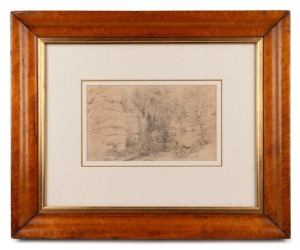 ANN PIPER (c.1790-1871), (untitled landscape), pencil sketch on paper, signed lower right "Ann Piper", 14 x 23cm, 40 x 49cm overall.