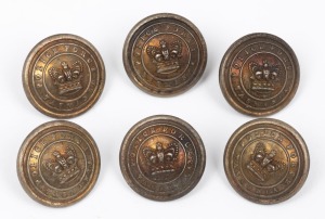 130 · TASMANIA POLICE DEPARTMENT set of six antique buttons with Queen Victoria crown, 19th century.