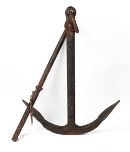 An impressive antique cast iron boat anchor, circa 1890, 86cm high, 54cm wide