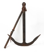 An impressive antique cast iron boat anchor, circa 1890, 86cm high, 54cm wide