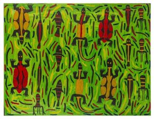 AMY JOHNSON (1953 - ), (untitled), acrylic on canvas, signed verso "Amy Johnson", gallery No. APO172, ​​​​​​​95 x 123cm