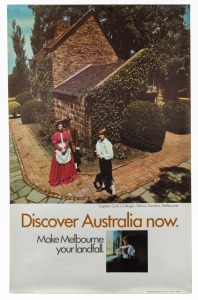 MELBOURNE: Photographic poster titled "Discover Australia Now. Make Melbourne your landfall." Published by the Ministry of Tourism - Victoria, Australia. 99 x 63.5cm