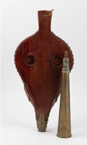 Antique oak fog horn with brass nozzle, 90cm long
