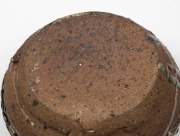 MILTON MOON brown glazed studio pottery bowl, incised "Milton Moon", 13cm high, 23cm wide - 3