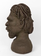 PAT GORMLEY&nbsp;pottery bust of an Aboriginal man, incised signature to base, ​​​​​​​37cm high - 4