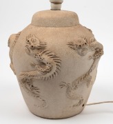 ERIC JUCKERT pottery lamp base with dragon motif, incised "Jacqueline", ​​​​​​​35cm high overall - 3
