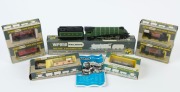 MODEL RAILWAYS: WRENN: OO/HO Scale W2209 4-6-2- Class A4 steam locomotive "Golden Eagle" with tender plus 6 freight cars; all in original boxes. (7 items).