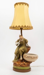 AMPHORA Austrian porcelain figural lamp base, early 20th century, 56cm high.