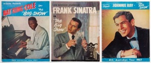 LEE GORDON'S BIG SHOW programmes for the 1955 concert tour by FRANK SINATRA, the 1957 tour by Nat King Cole, and the 1957 tour by Johnnie Ray. (3).