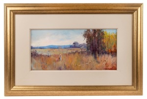 RICHARD CHAMERSKI (1951 - 2022), Gathering Wildflowers, oil on board, 2003, signed lower right, titled and dated verso, 20 x 40cm; framed 43 x 62cm overall.